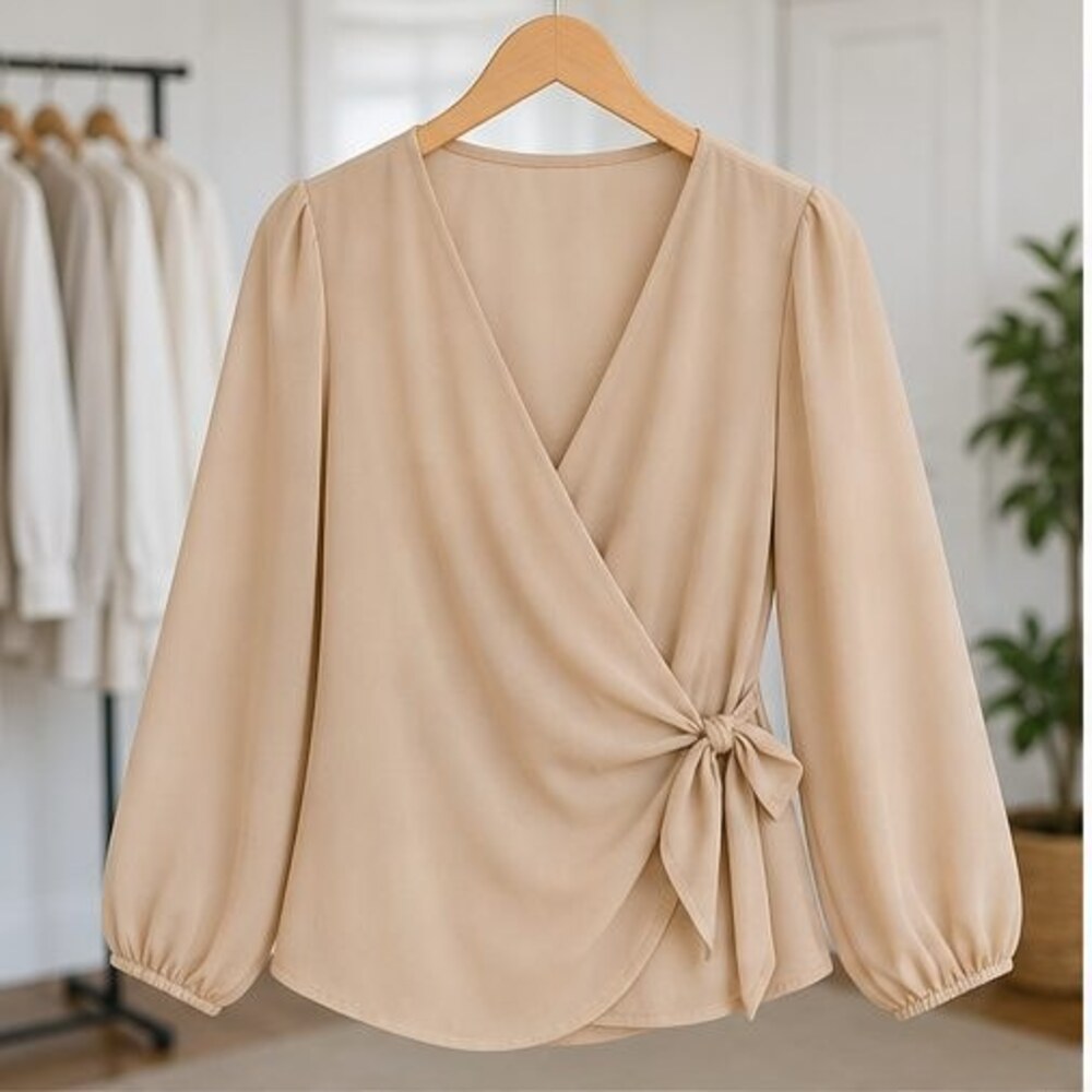 Sand V Neck Top